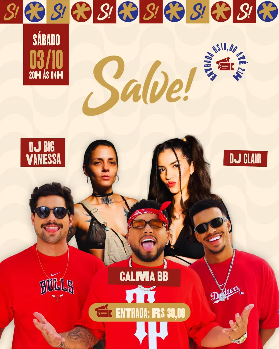 Flyer de Big Vanessa, Grupo Calma BB e 4ever Clair DJ