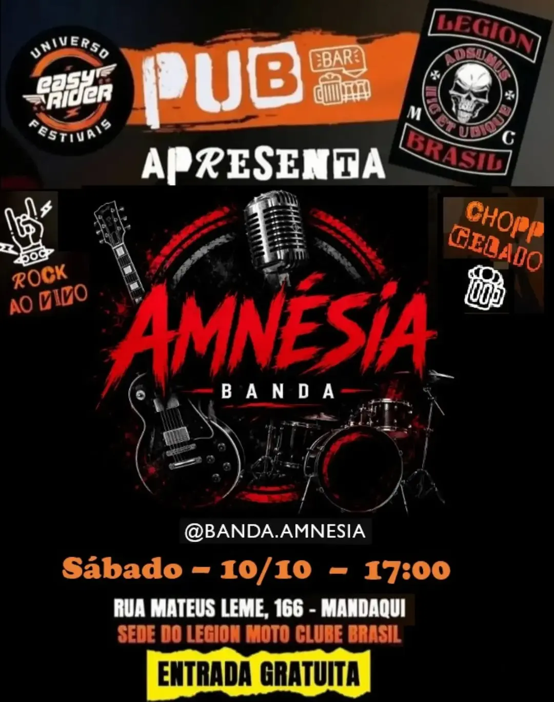 Flyer de Banda Amnésia