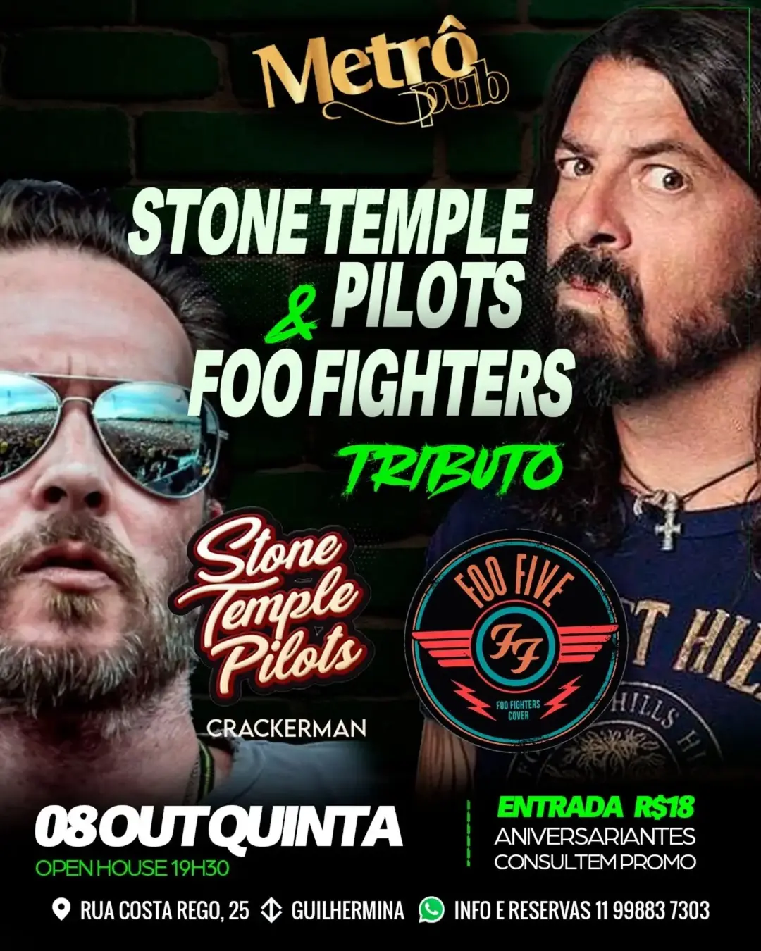 Flyer de Crackerman STP e Foo Five