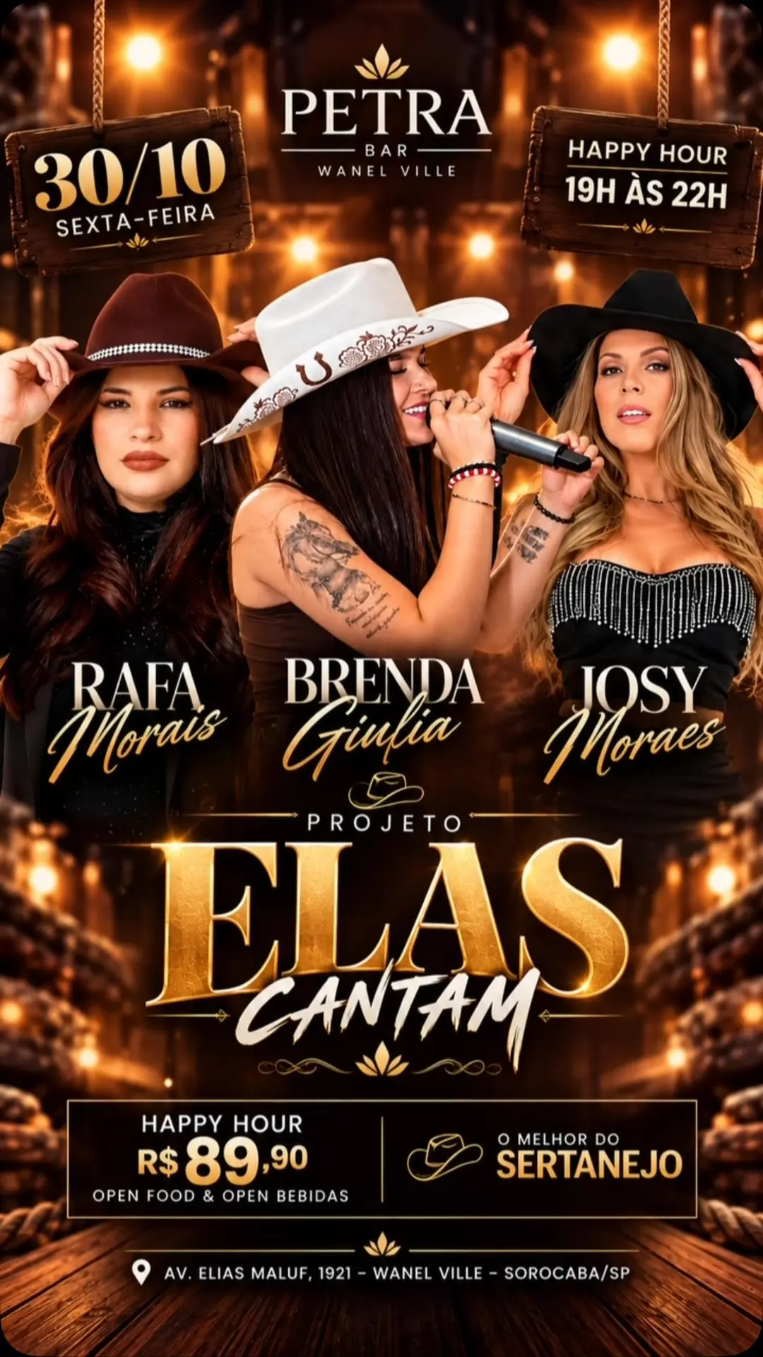 Flyer de Josy Moraes, Rafa Morais e Brenda Giulia