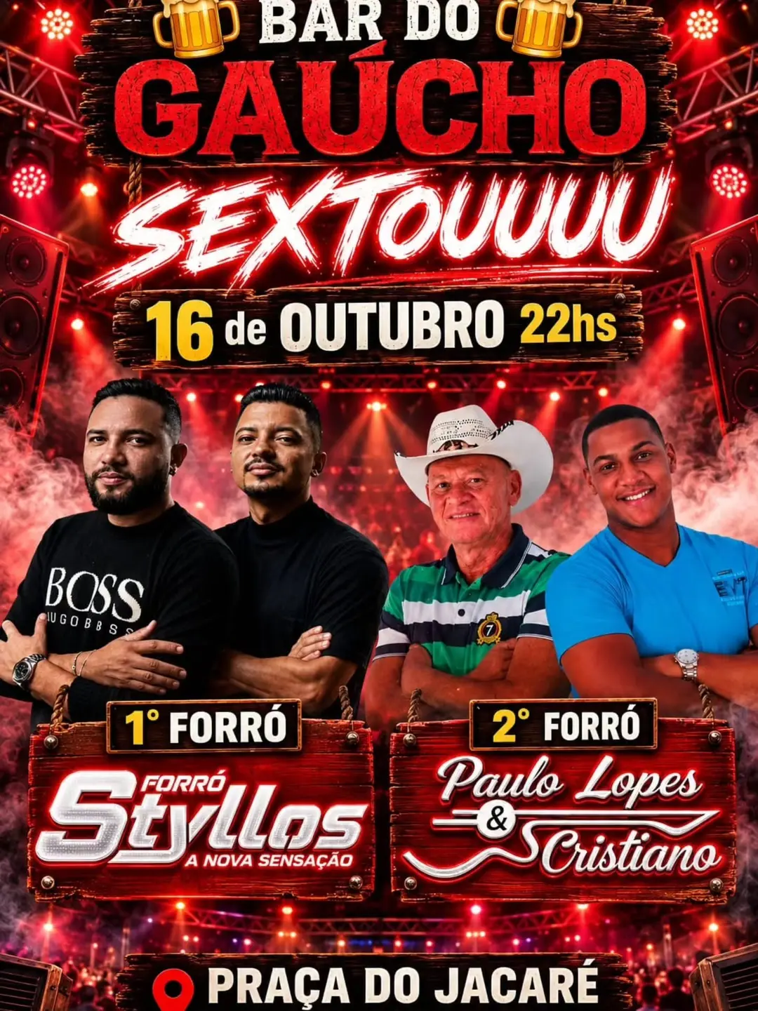 Flyer de Forró Styllos e Paulo Lopes & Cristiano