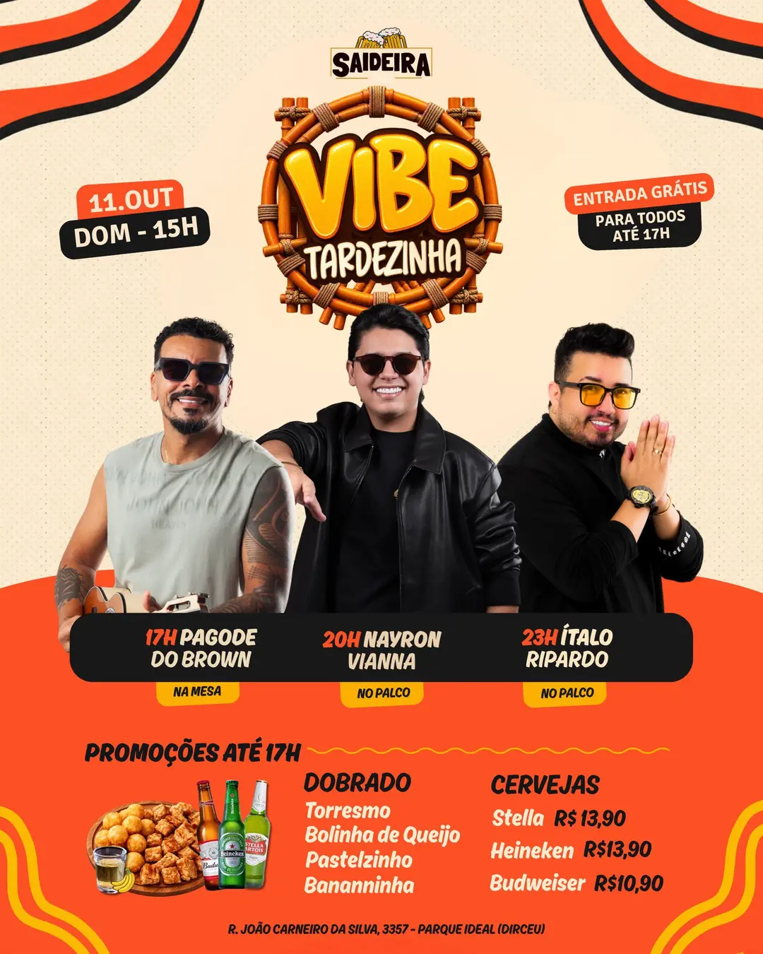Flyer de Pagode do Brown, Ripardo e Nayron Viana