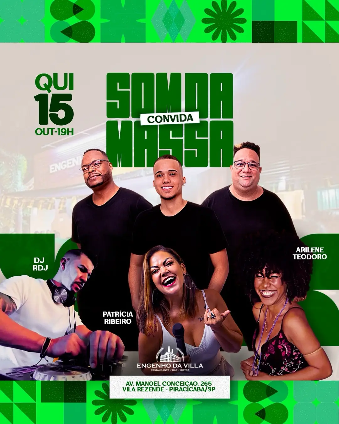 Flyer de Som da Massa, Patrícia Ribeiro e mais 2 artistas