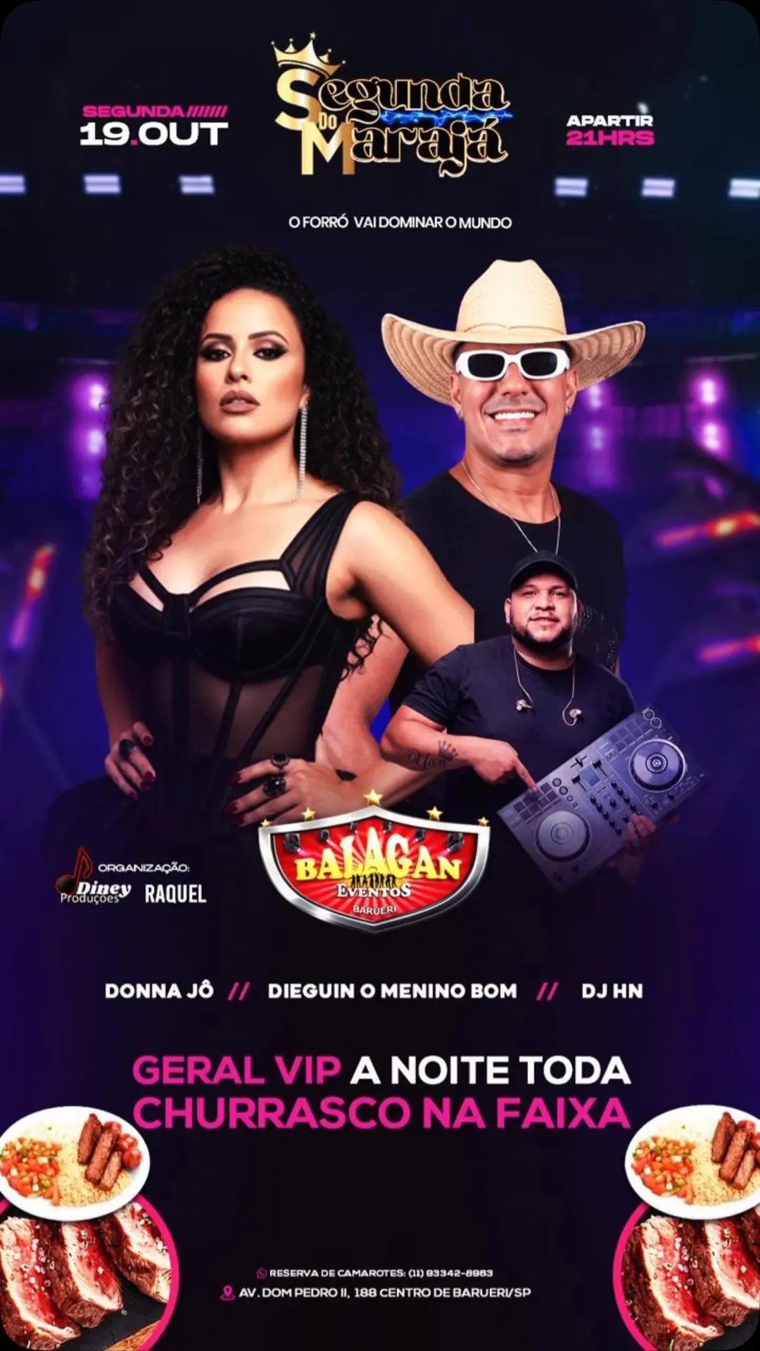 Flyer de Donna Jô, Dieguin e DJ HN