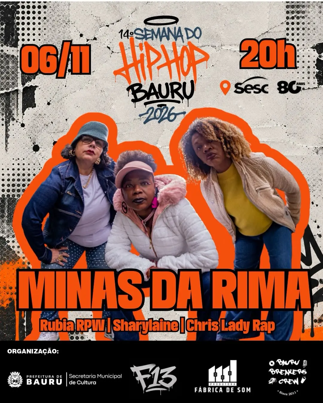 Flyer de Sharylaine, Rubia RPW e Chris Lady Rap