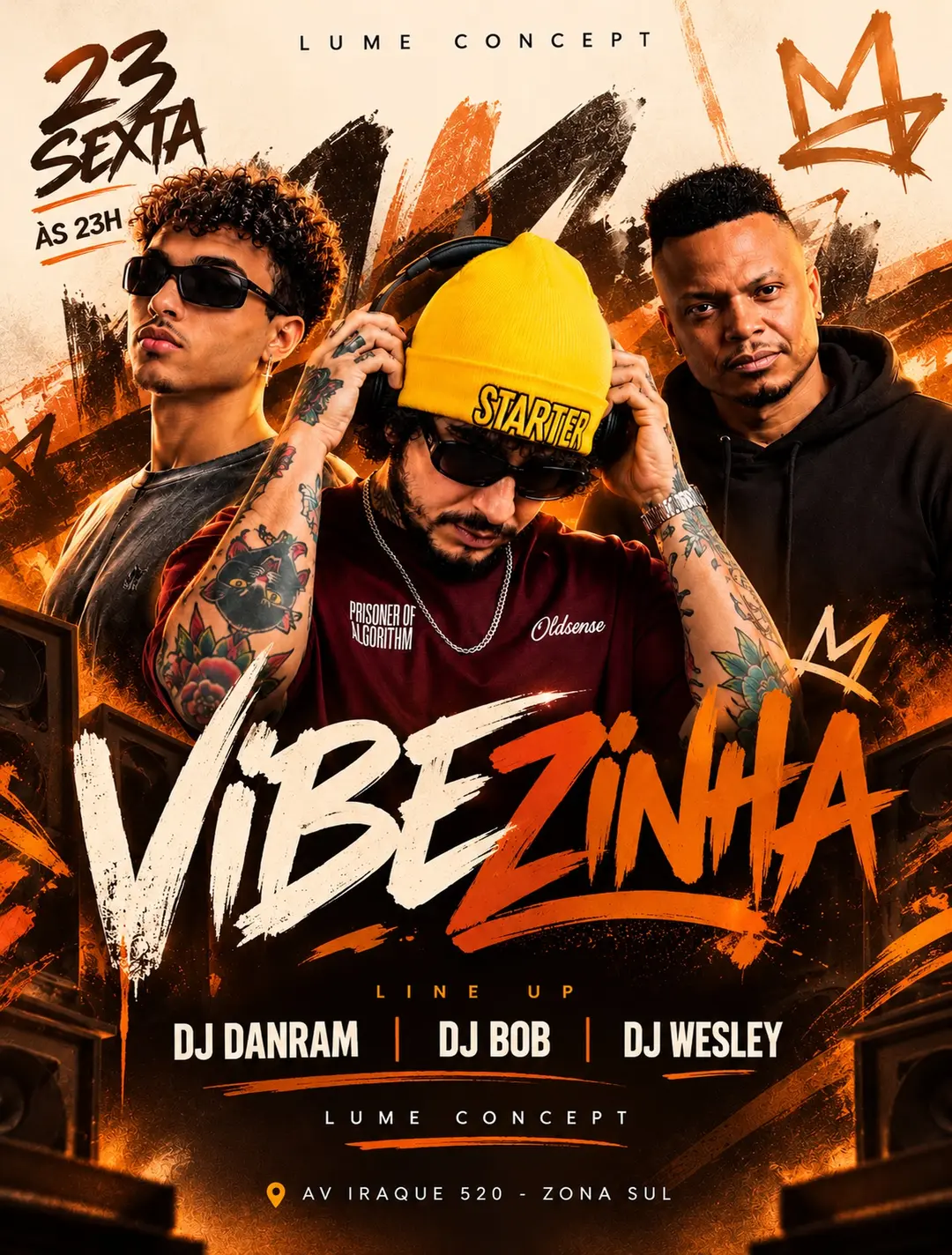 Flyer de DJ Bob, DJ Danram e DJ Wesley