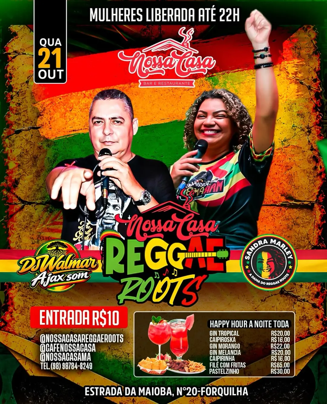 Flyer de Sandra Marley, DJ Walmar Ajax som e mais 3 artistas