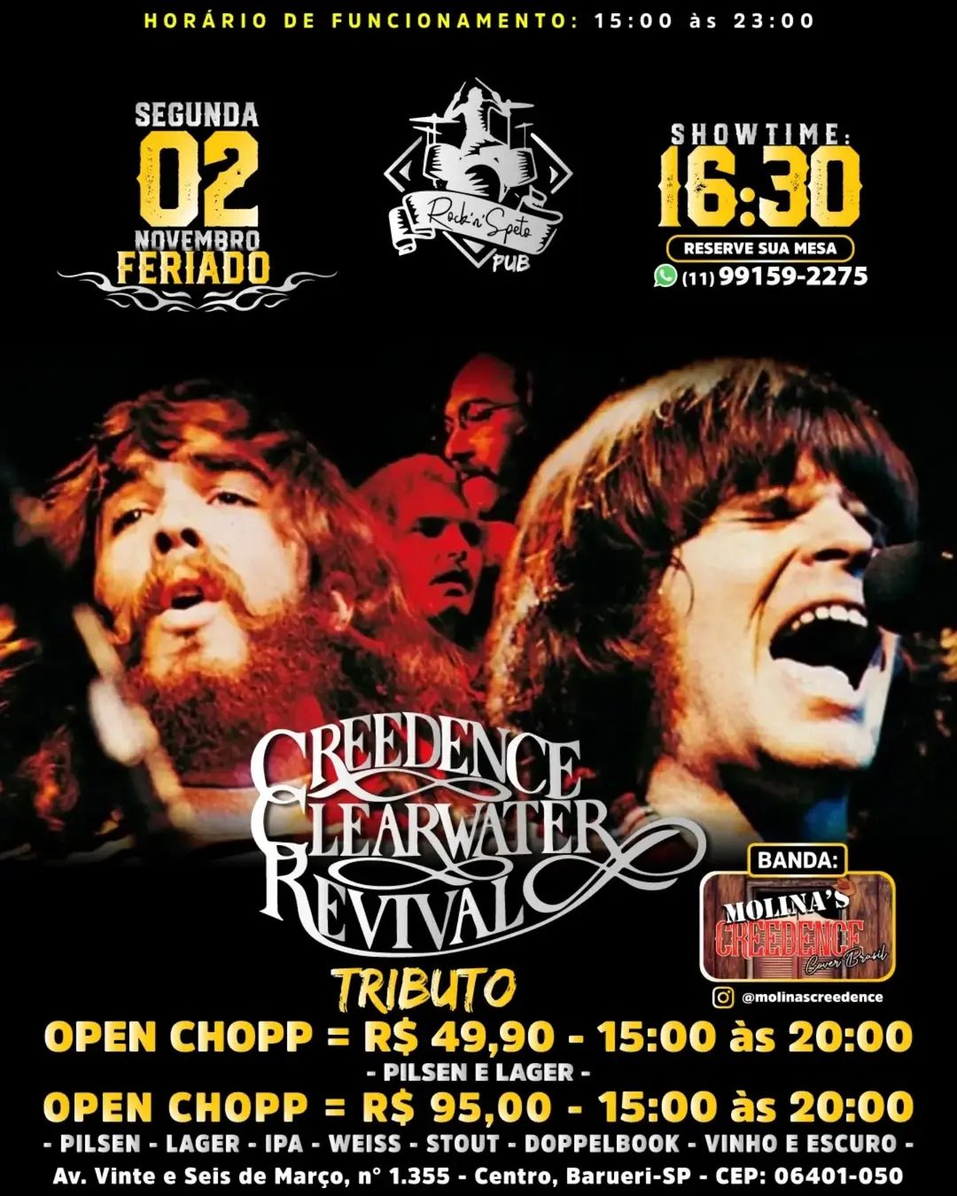 Flyer de Molina's Creedence Cover Brasil