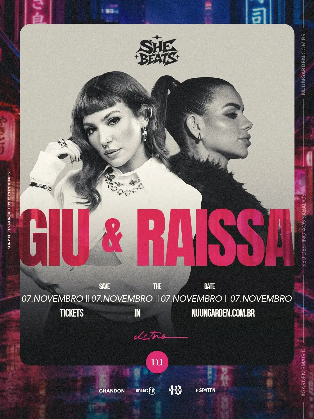 Flyer de DJ Giu e DJ Raissa