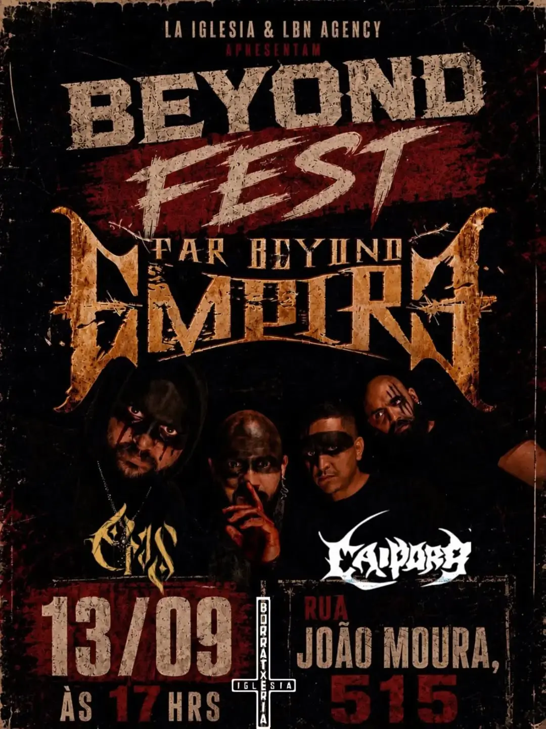 Flyer de CRAS, Caipora e FAR BEYOND EMPIRE