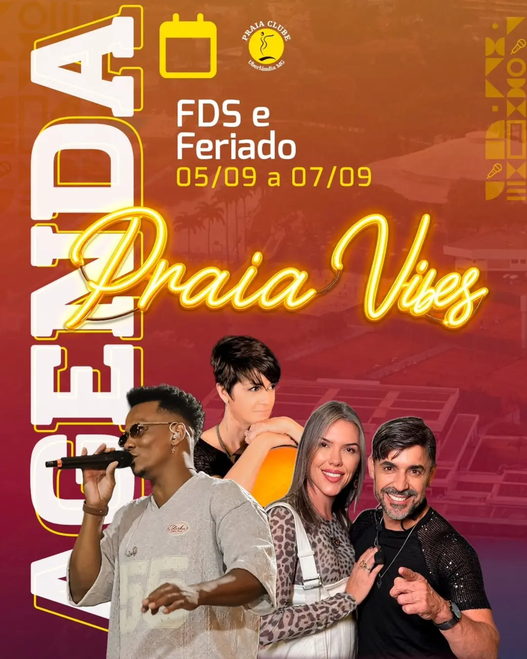 Flyer de Cibelle, Resenha do Vitinho, Banda Pressão Alta e Bérim