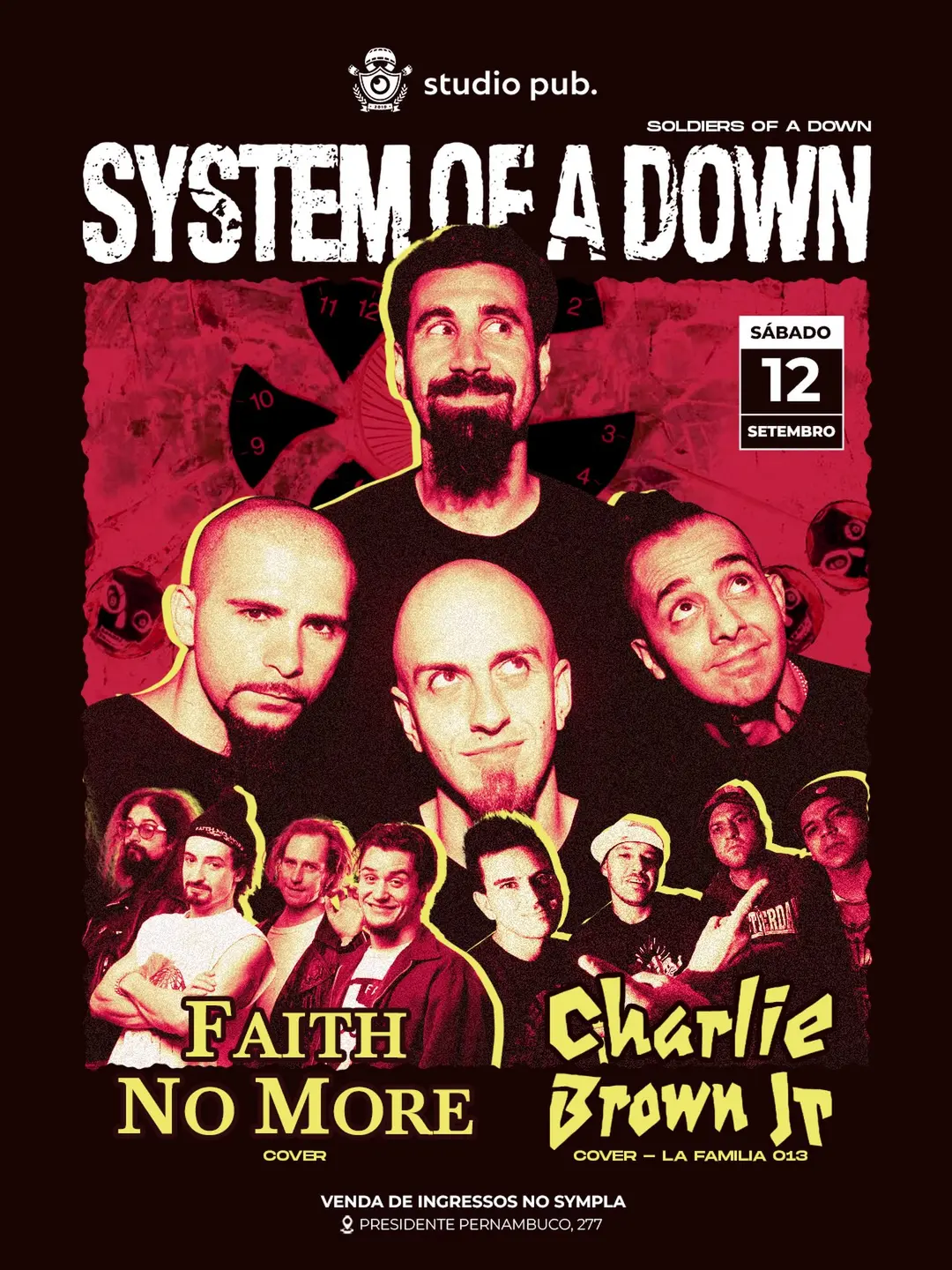 Flyer de Caralh0 Voador, Vicios & Virtudes e Soldiers Of A Down
