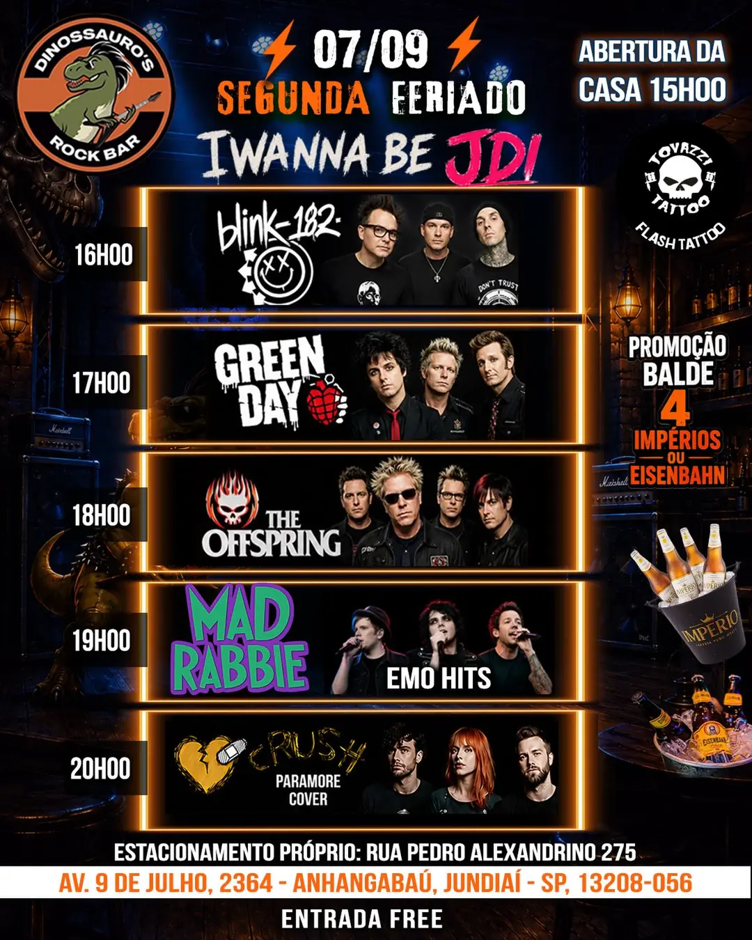 Flyer de Banda Crush e Banda Mad Rabbie