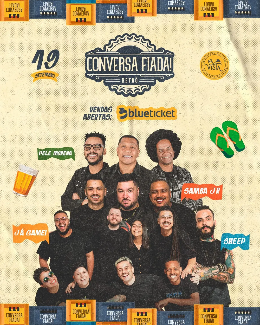 Flyer de Grupo Pele Morena, Samba Junior e mais 3 artistas