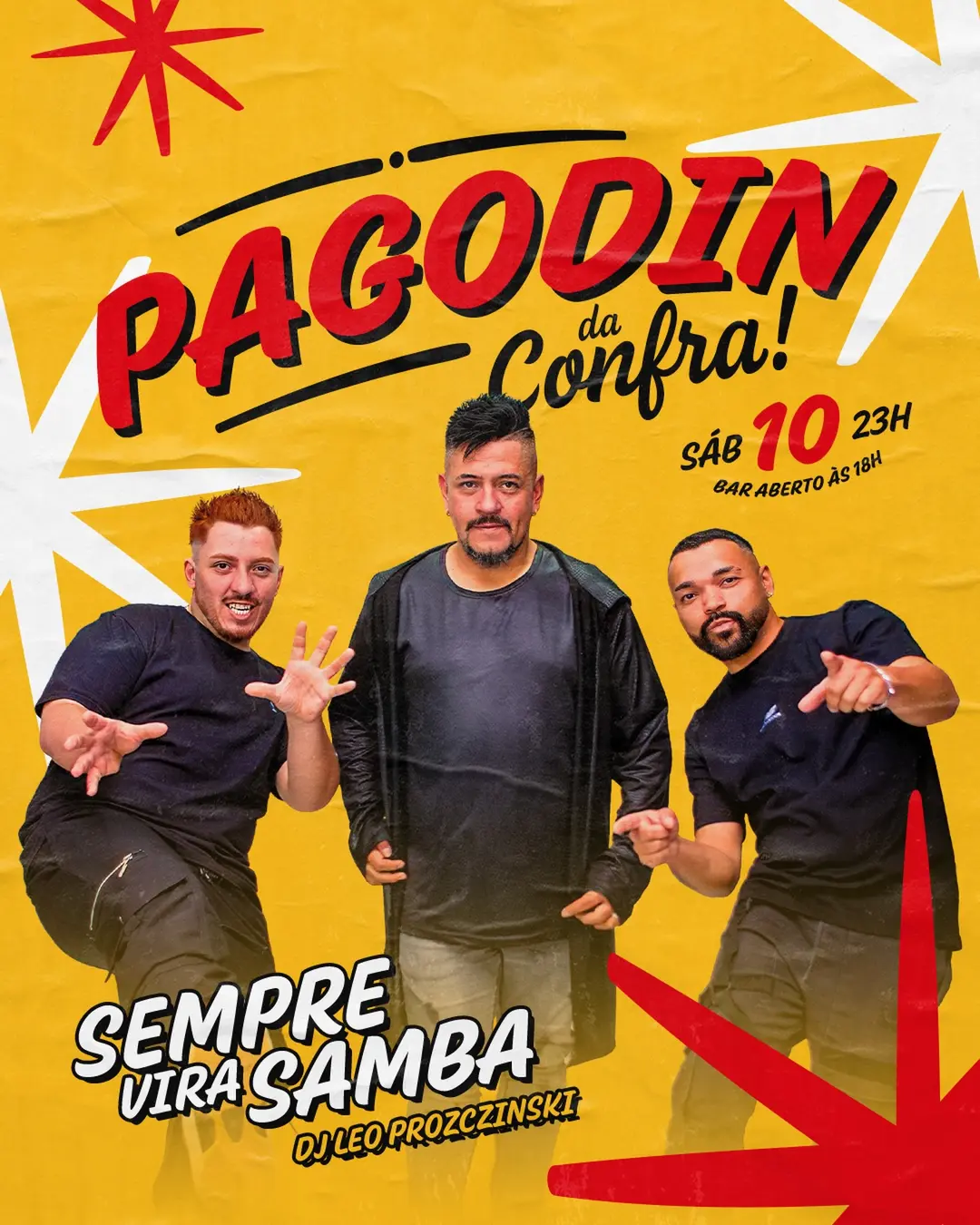 Flyer de Sempre Vira Samba Oficial e DJ Leoprozczinski
