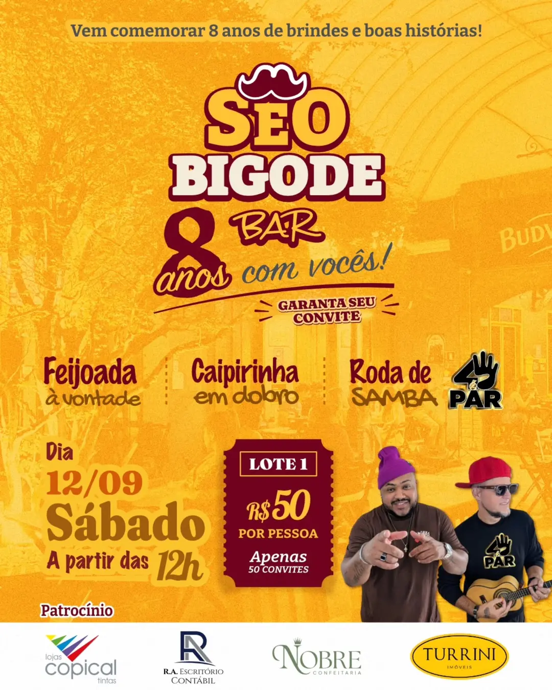 Flyer de 4éPAR, Grupo Caxambu, Thi Sandes e mais 9 artistas