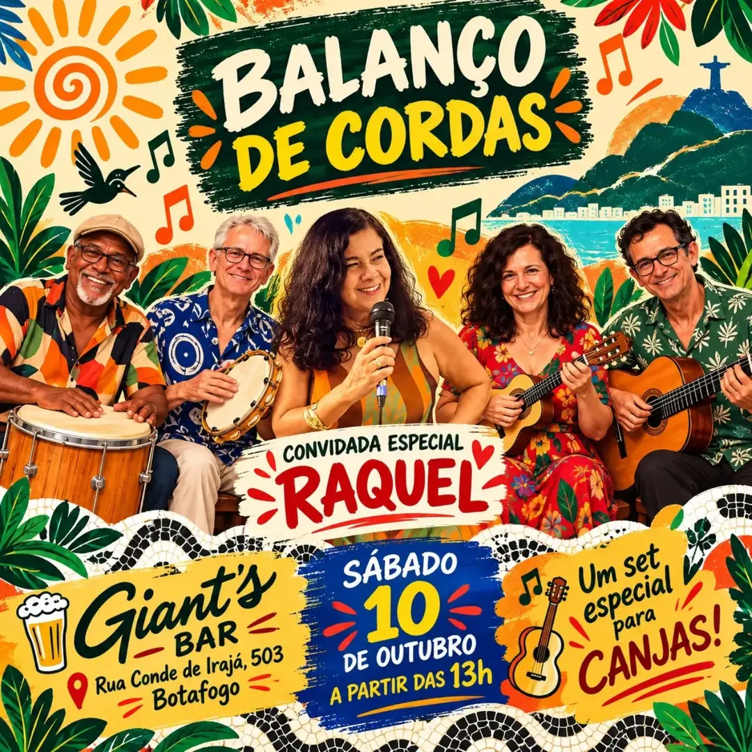 Flyer de Monique Buquê Aer Niq, Balanço de Cordas e Raquel