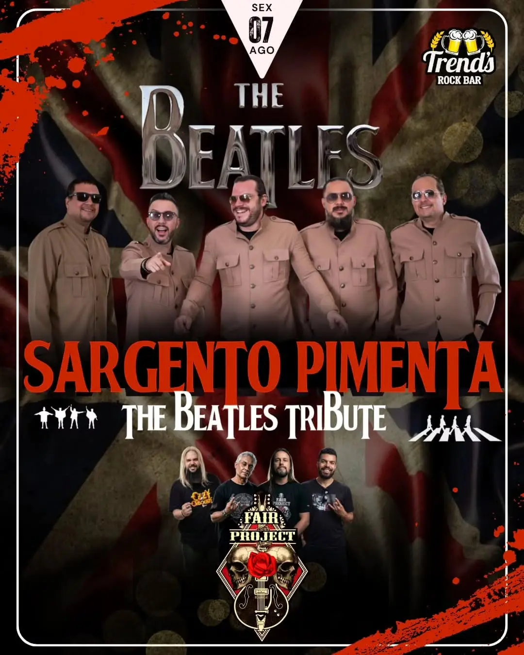 Flyer de Banda Fair Project e Sargento Pimenta