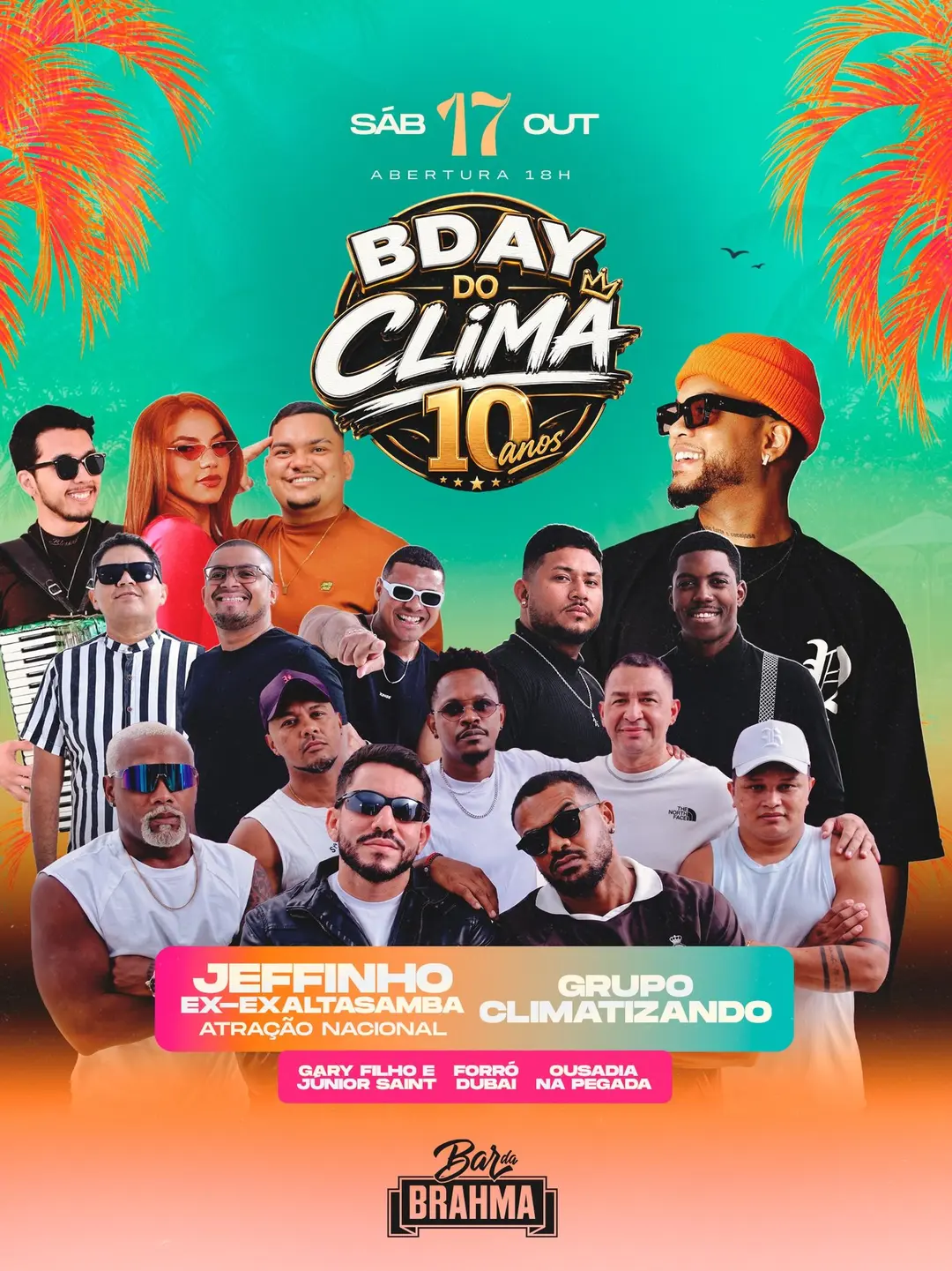 Flyer de Grupo Climatizando, Gary Filho e mais 7 artistas