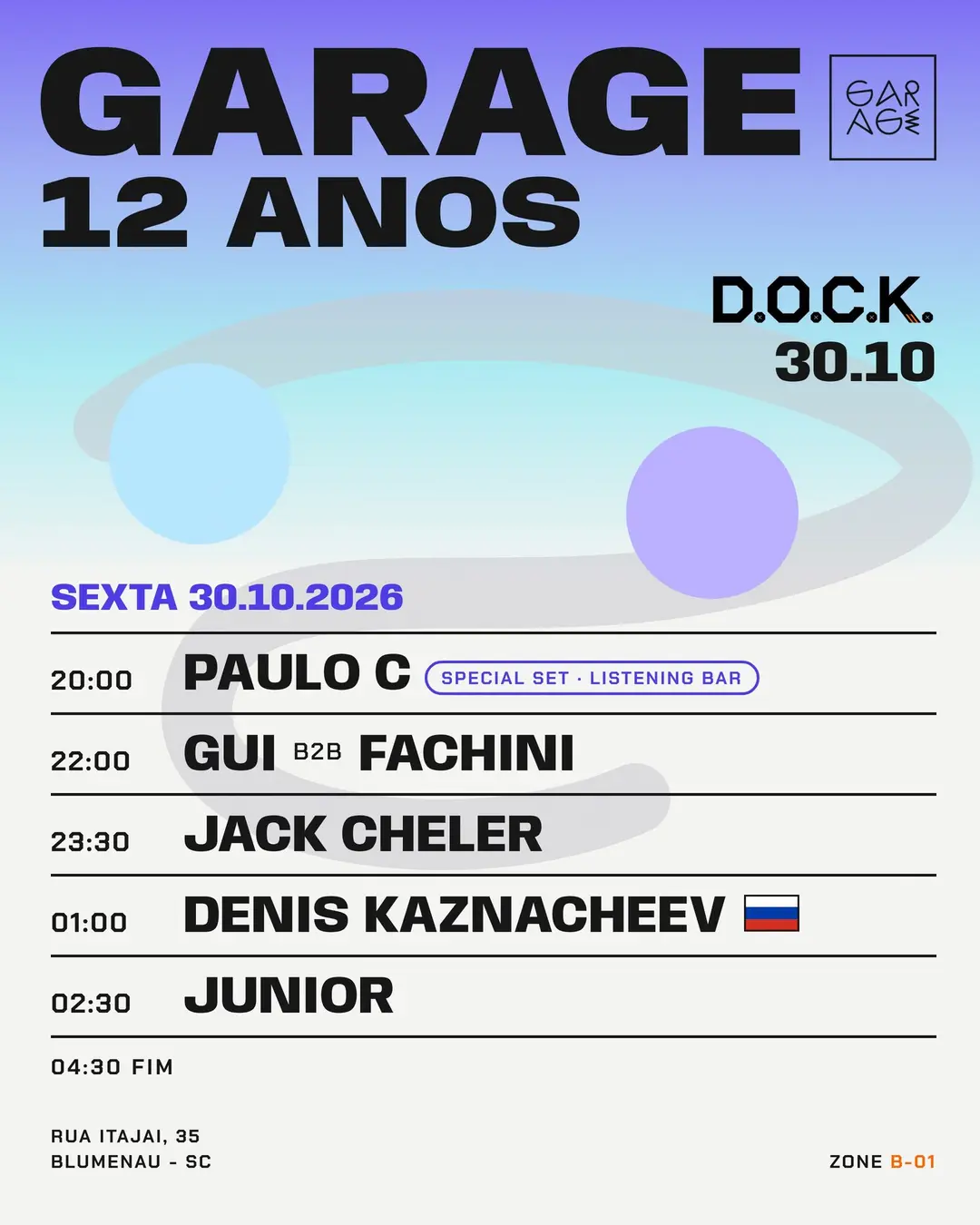 Flyer de Paulo C, Gui B2B Fachini, Jack Cheler e mais 2 artistas
