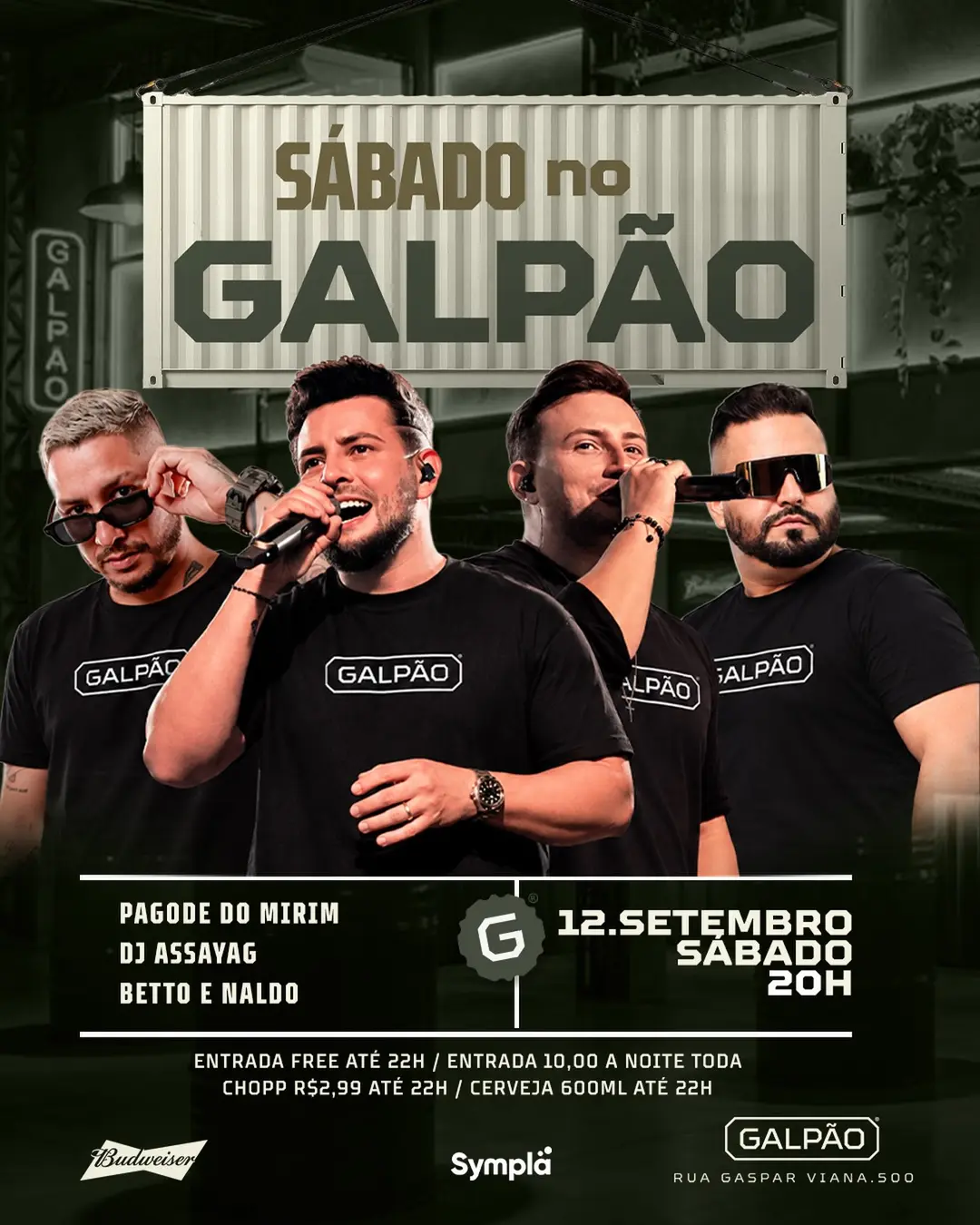 Flyer de DJ Assayag, Pagode do Mirim e mais 3 artistas