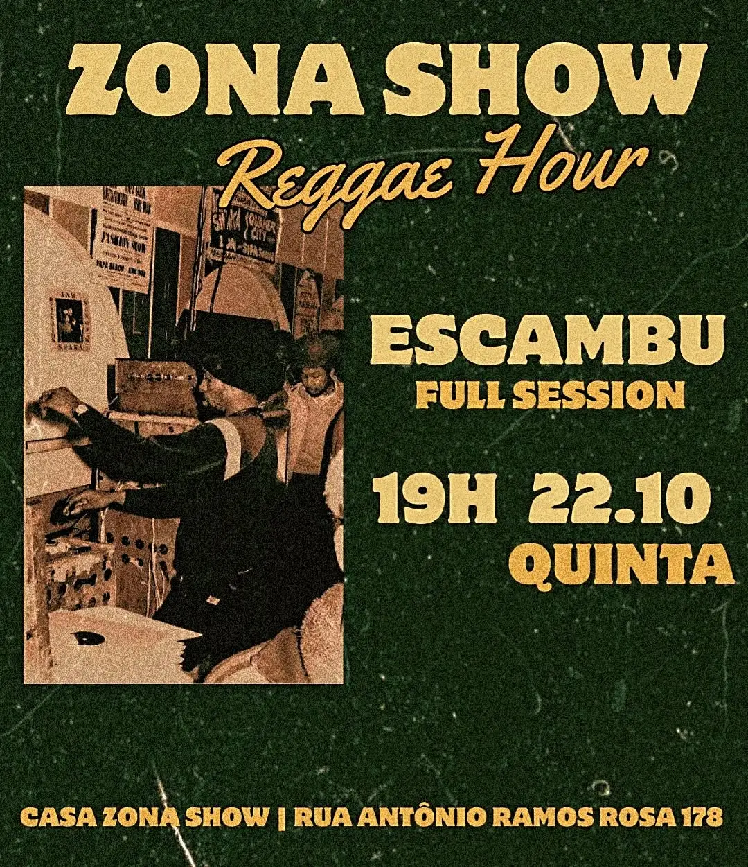 Flyer de Escambu Soundsystem e Kagnew Sounds