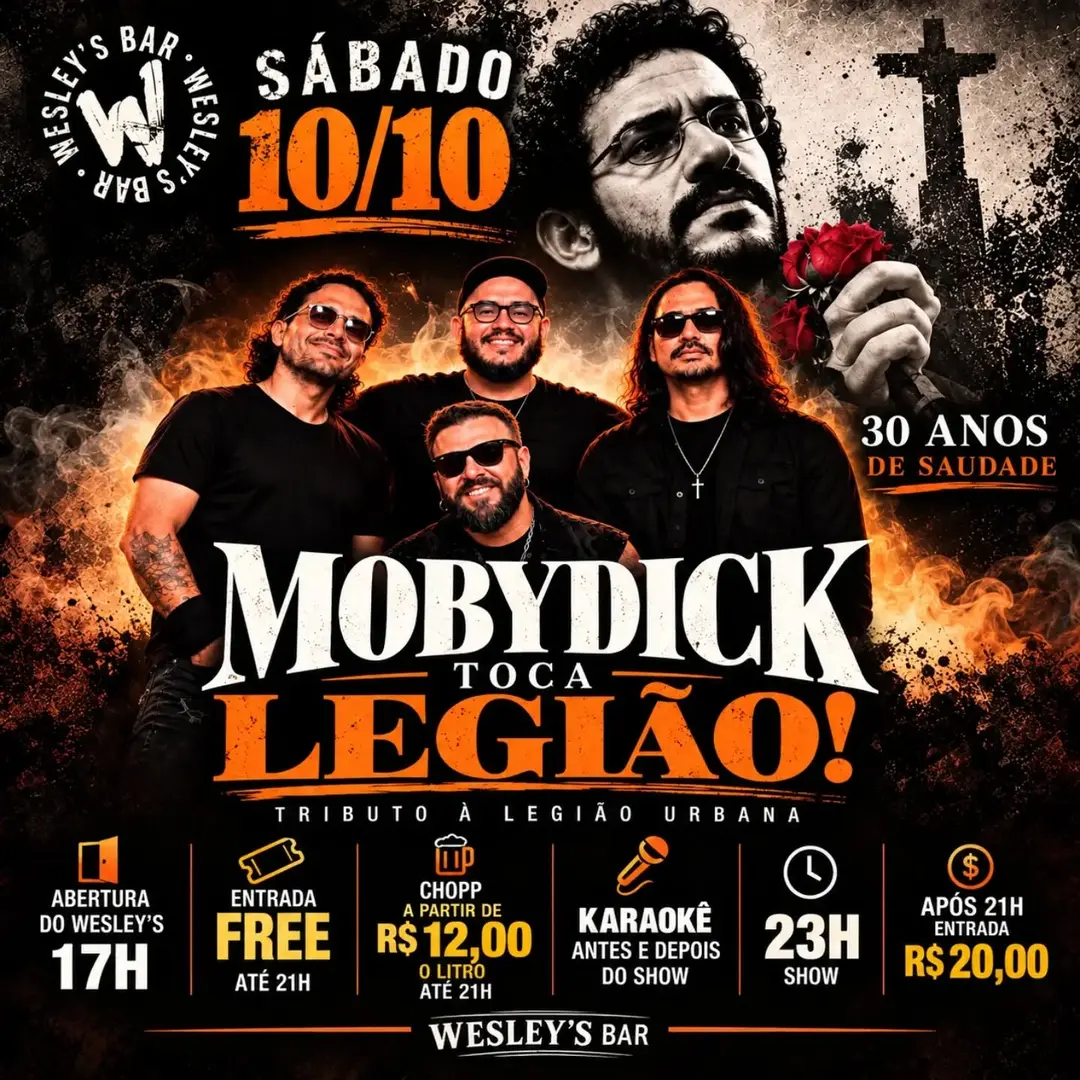 Flyer de Moby Dick Toca Legião