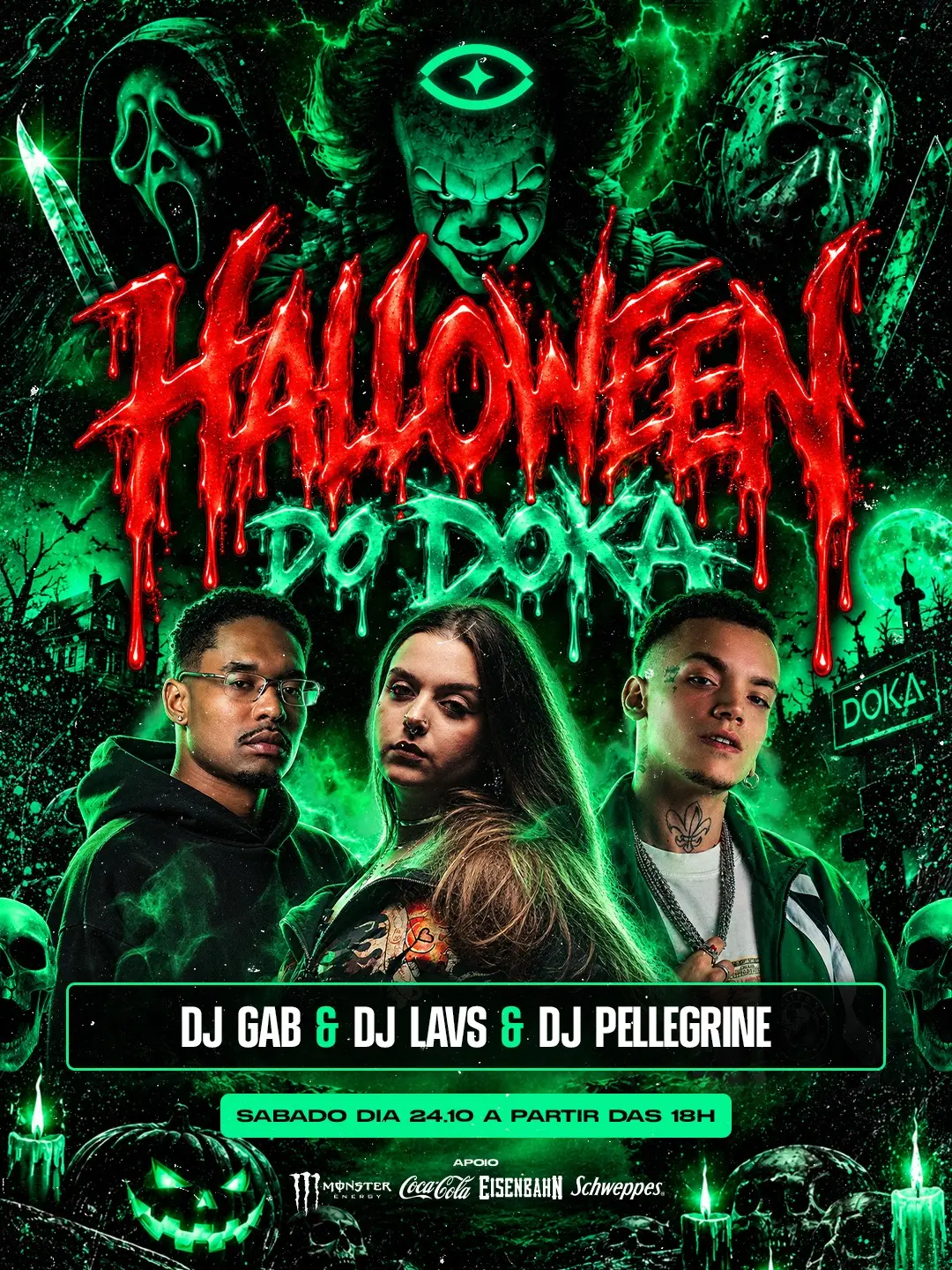 Flyer de Gab Batista, Lavs e DJ Pellegrine