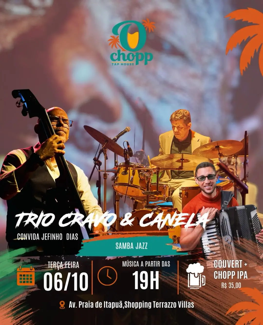 Flyer de Trio Cravo & Canela e Jefinho Dias