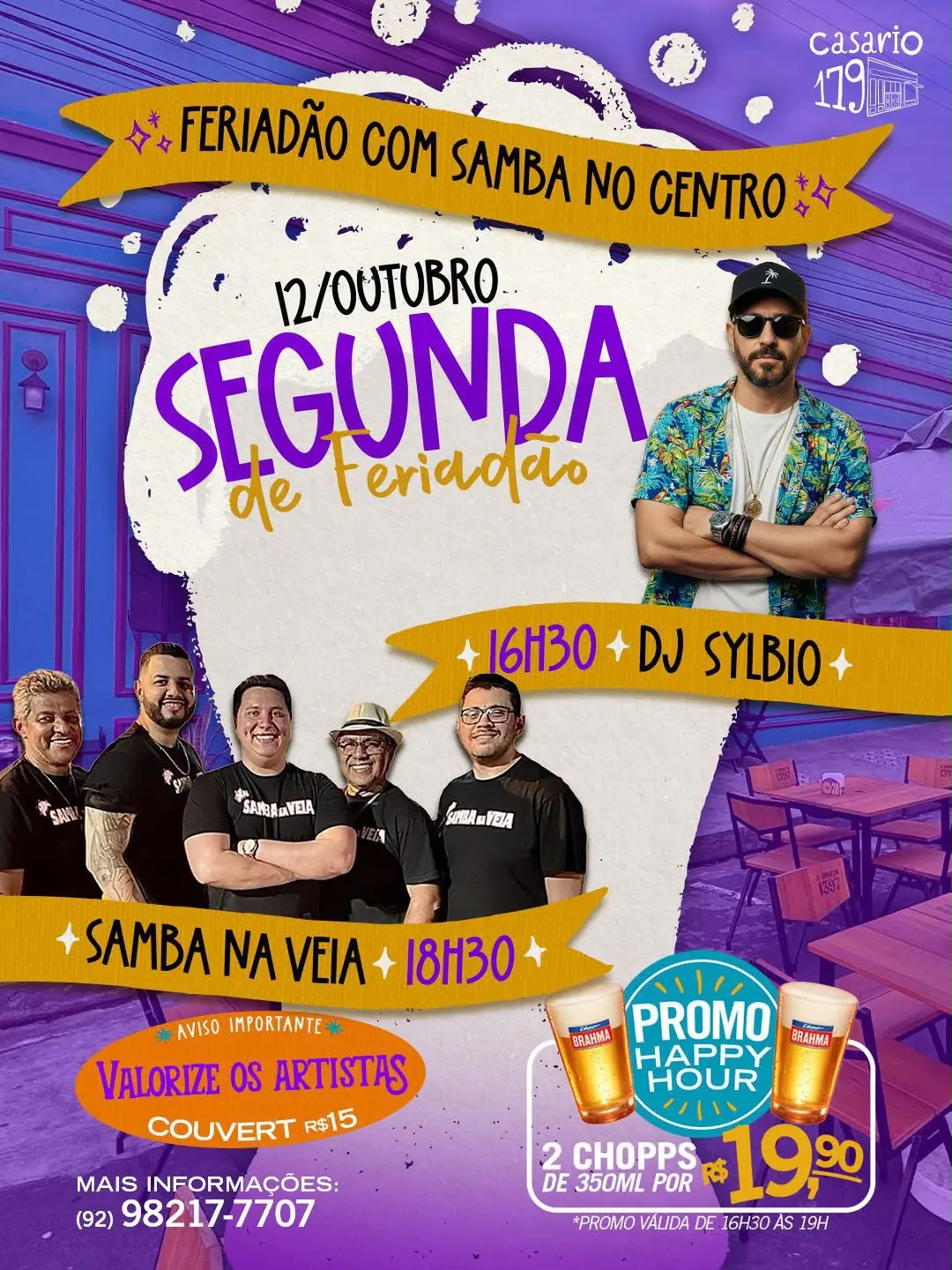 Flyer de Samba na Veia AM e DJ Sylvio
