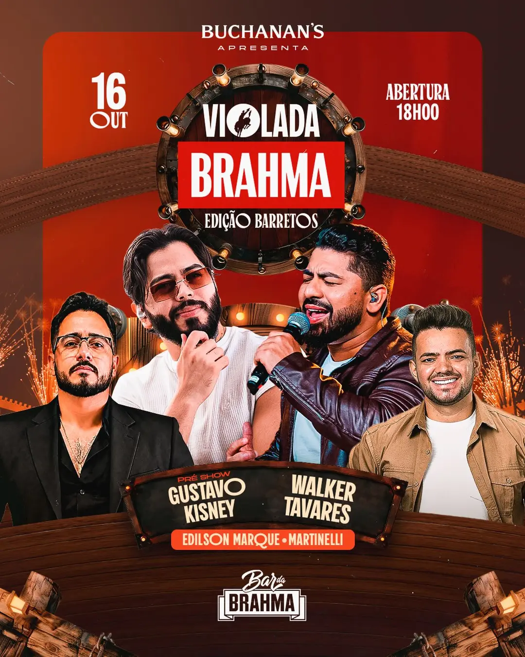 Flyer de Martinelli, Gustavo Kisney e mais 2 artistas