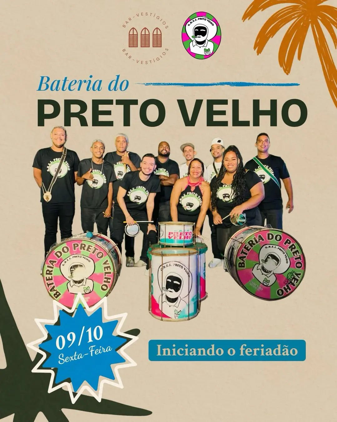 Flyer de GRES Preto Velho de Olinda e DJ Júnior Vei