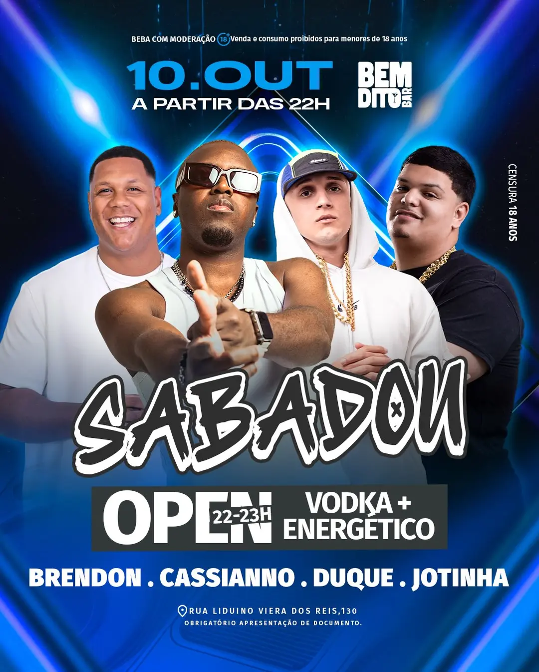 Flyer de Cassianno, Jotinha, Duque e Brendon