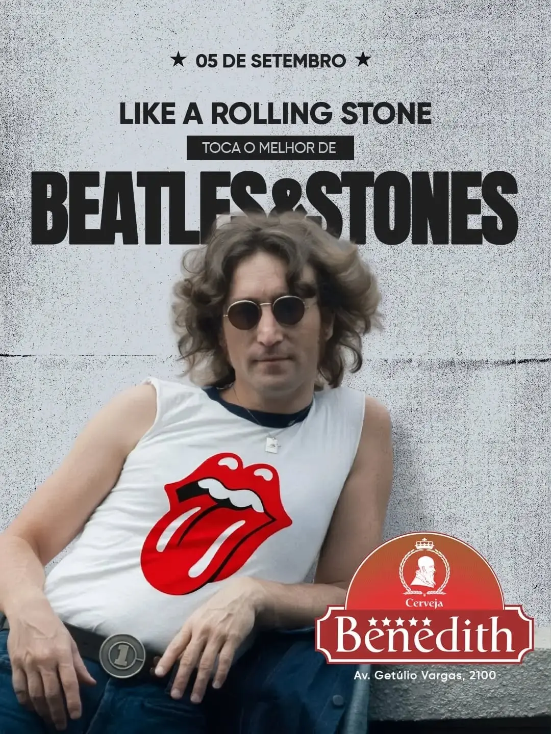 Flyer de Stones & Beatles Tributo e Beatles vs Stones