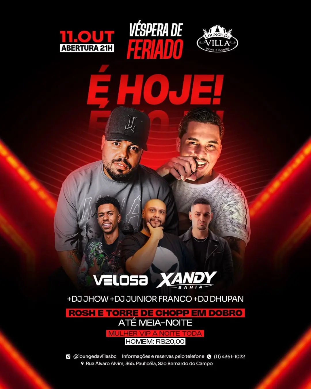 Flyer de Velosa, Jhoww40, Xandy Bahia e mais 2 artistas