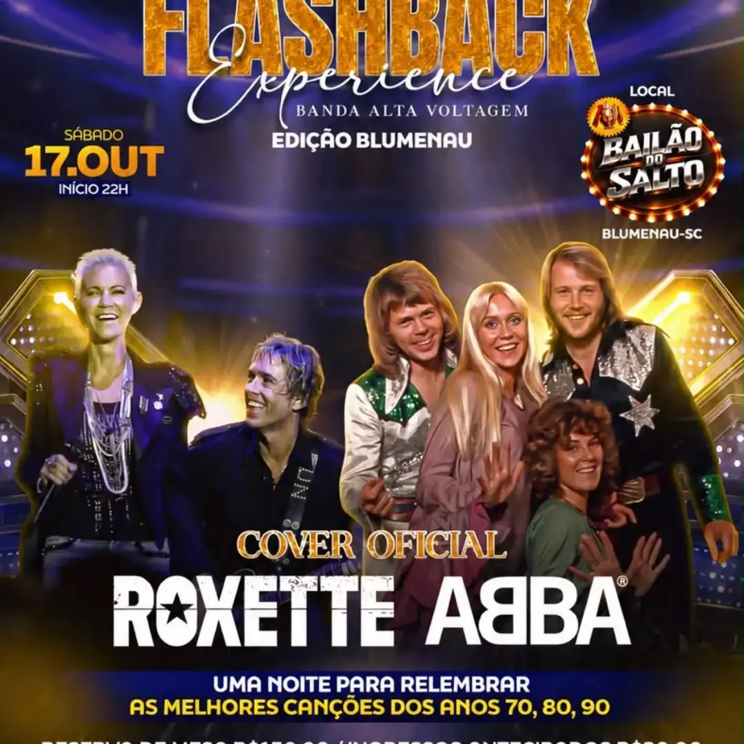 Flyer de Alta Voltagem e Roxette ABBA