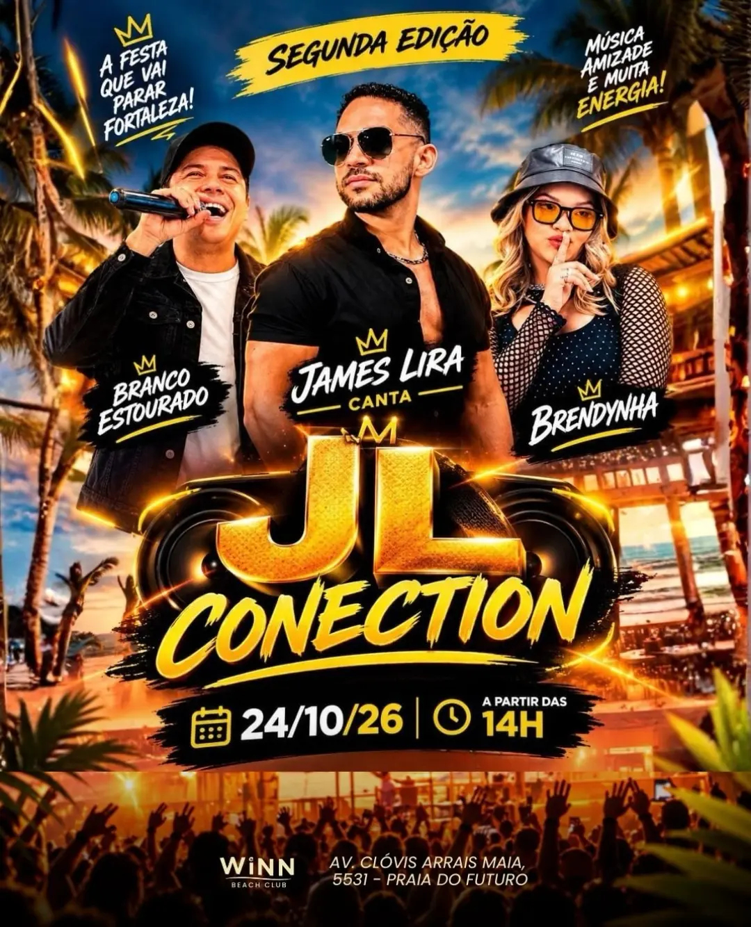 Flyer de James Lira, Branco Estourado e BRENDYNHA