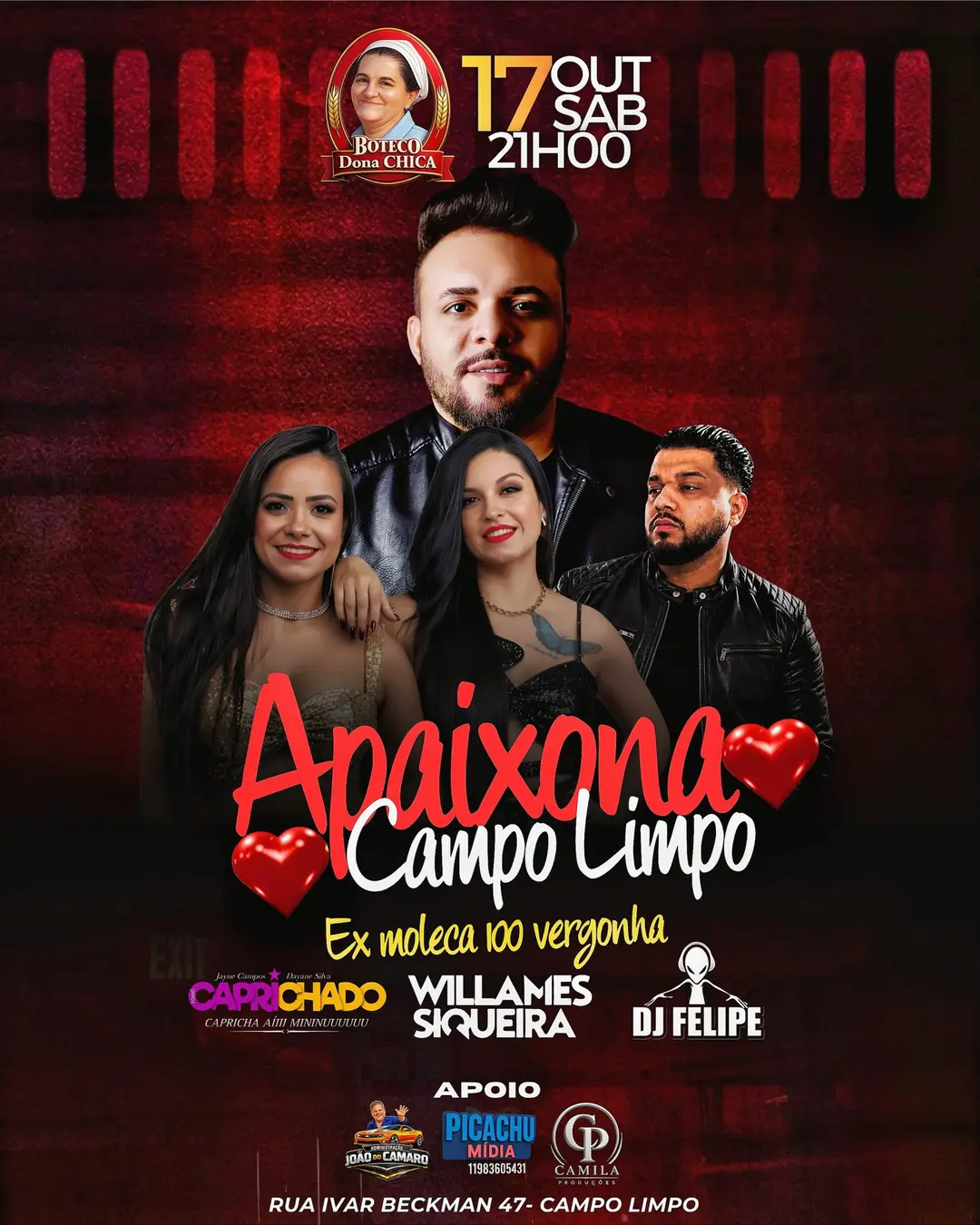 Flyer de DJ Felipe, Caprichado e Willames Siqueira