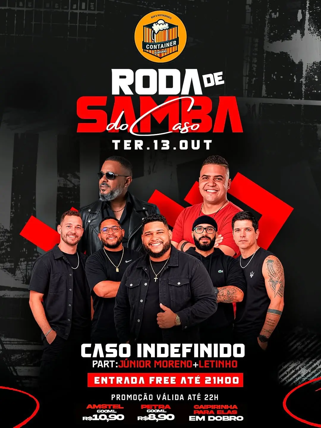 Flyer de Grupo Caso Indefinido e mais 3 artistas