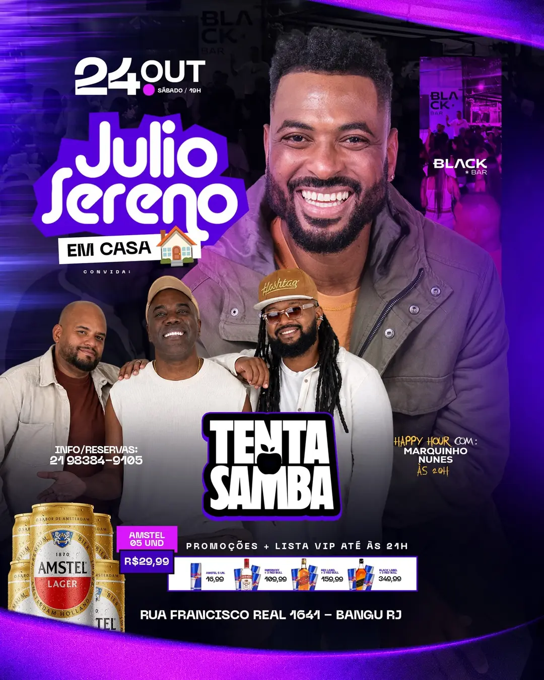 Flyer de Tenta Samba e Julio Sereno