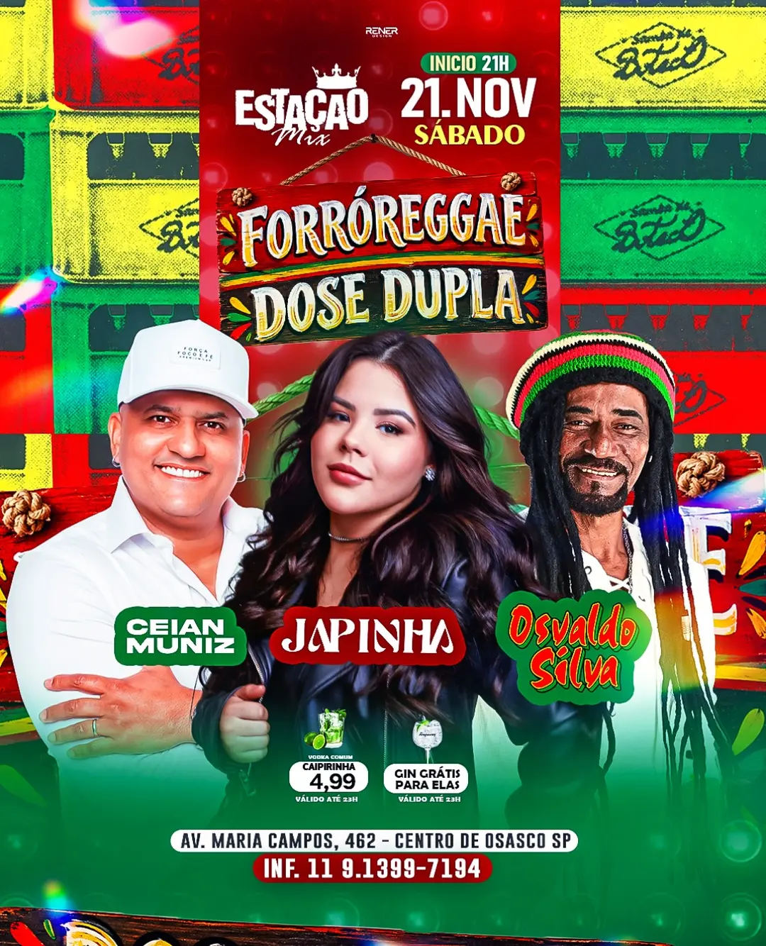 Flyer de Ceian Muniz, Japinha e Osvaldo Silva