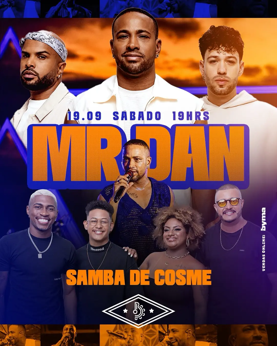 Flyer de Mr. Dan e Samba de Cosme