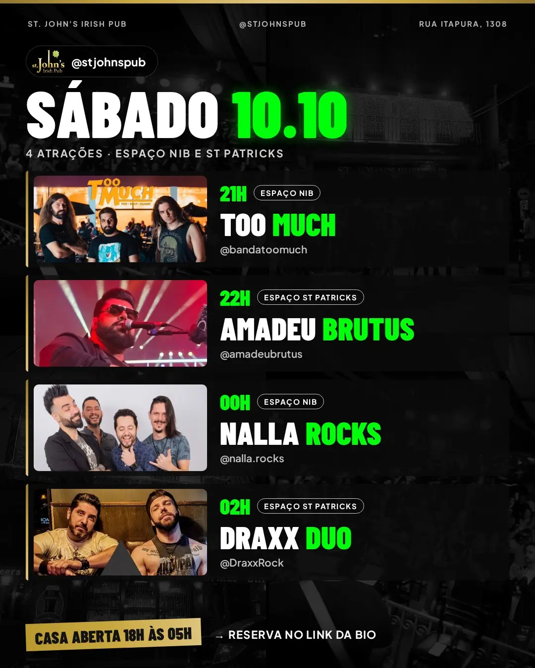 Flyer de Nalla Rocks, Draxx Rock Band, Too Much e amadeubrutus