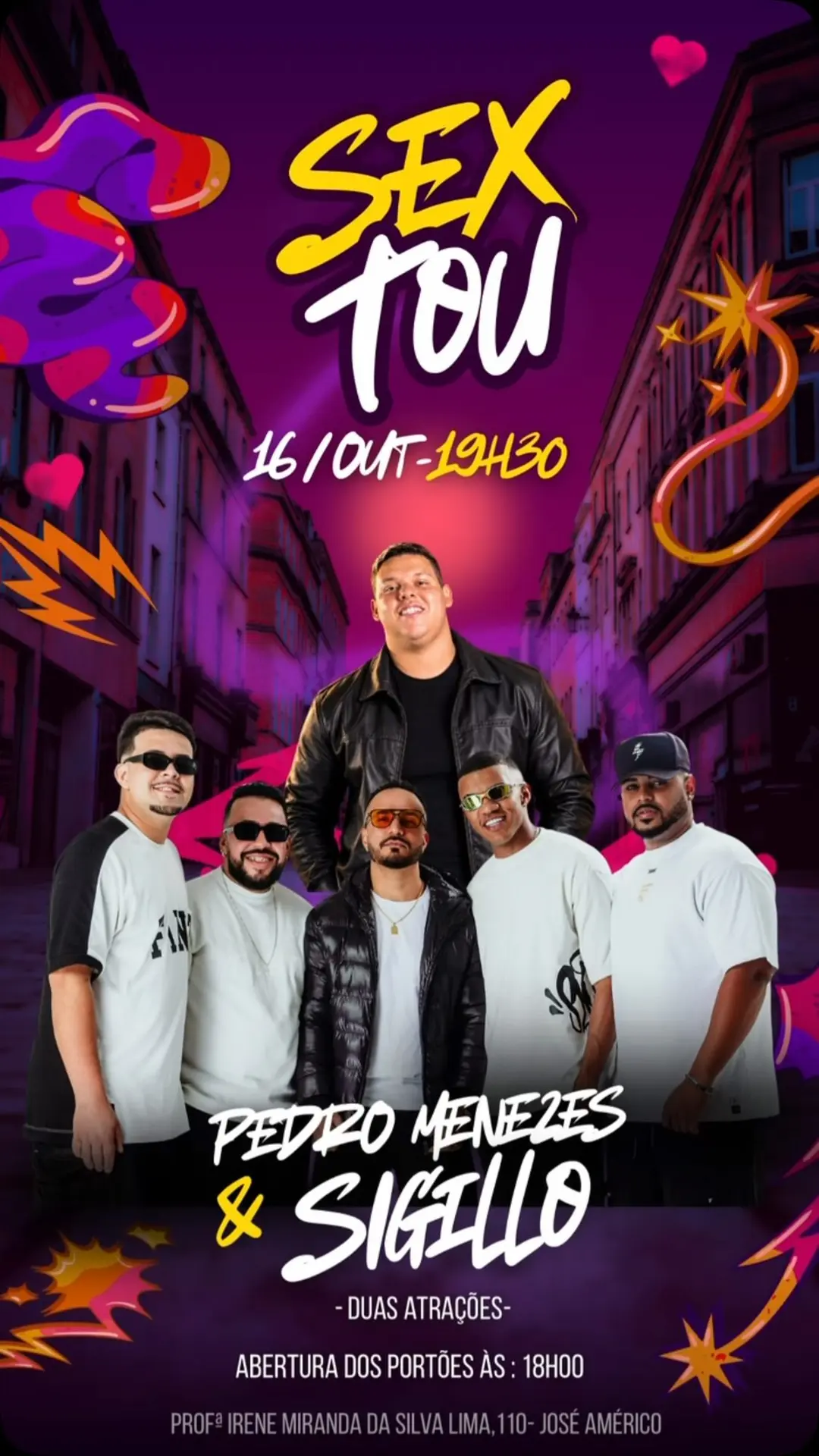 Flyer de Grupo no Sigillo e DJ Pedro Menezes