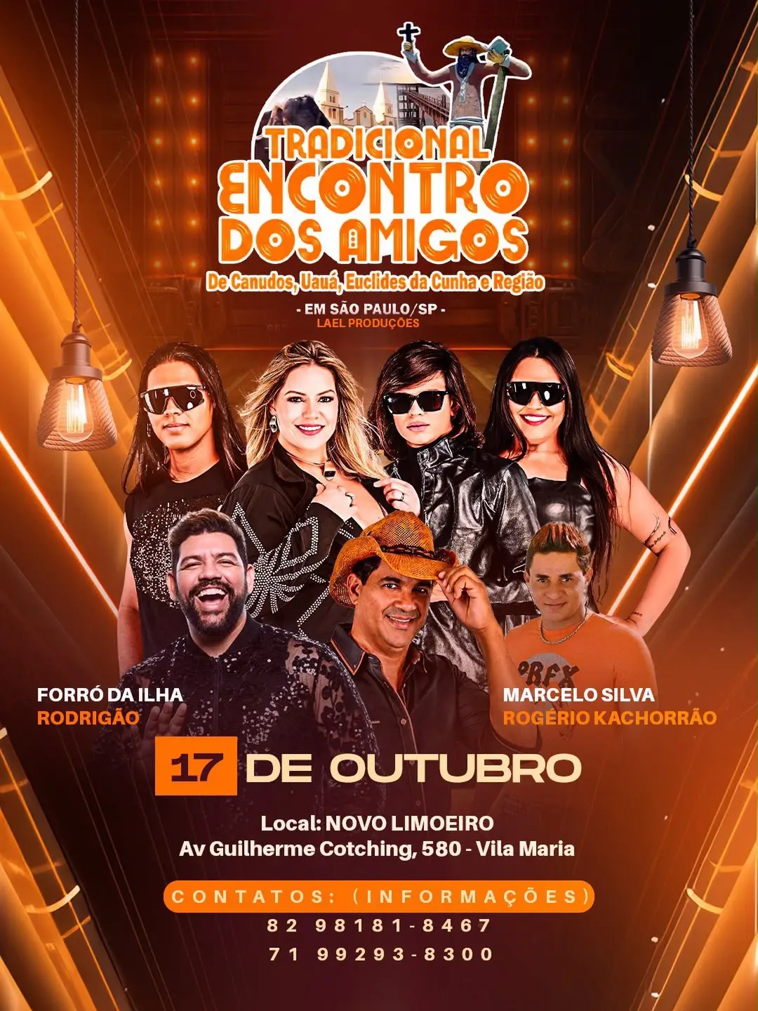 Flyer de Forró da Ilha, Rodrigião e mais 2 artistas