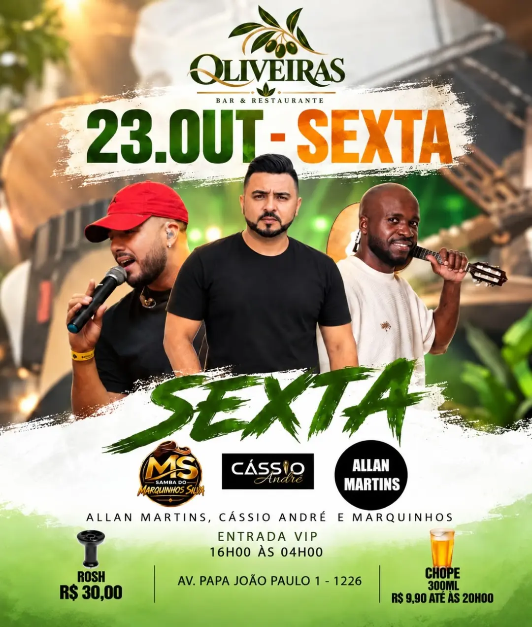 Flyer de Allan Martins, Cassio André e Marquinhos Silva