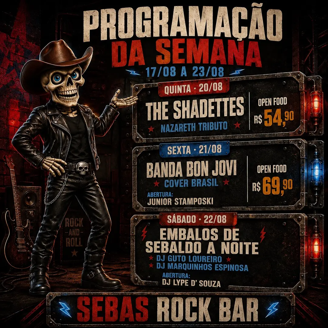 Flyer de Bon Jovi Cover Brasil e mais 2 artistas