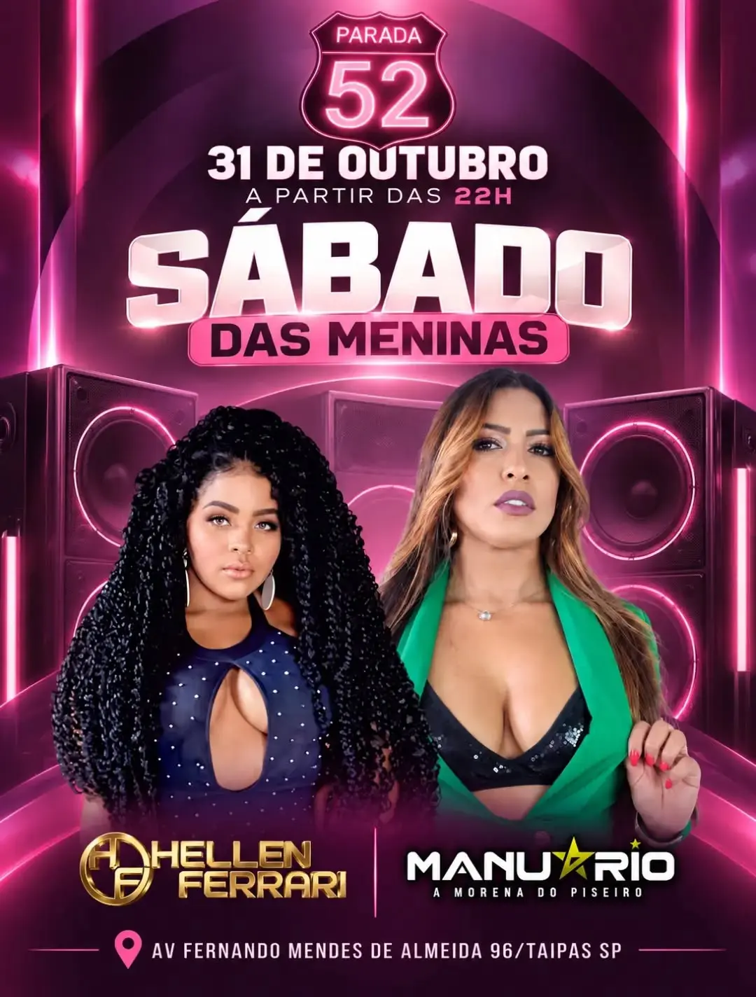 Flyer de HELLEN FERRARI e Manu Rio
