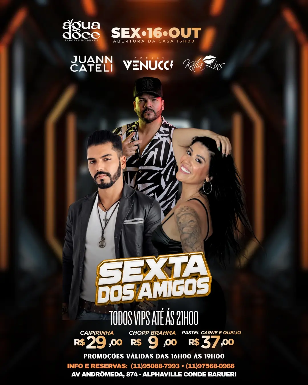 Flyer de Juann Cateli, DJ Venucci e Kátia Lins
