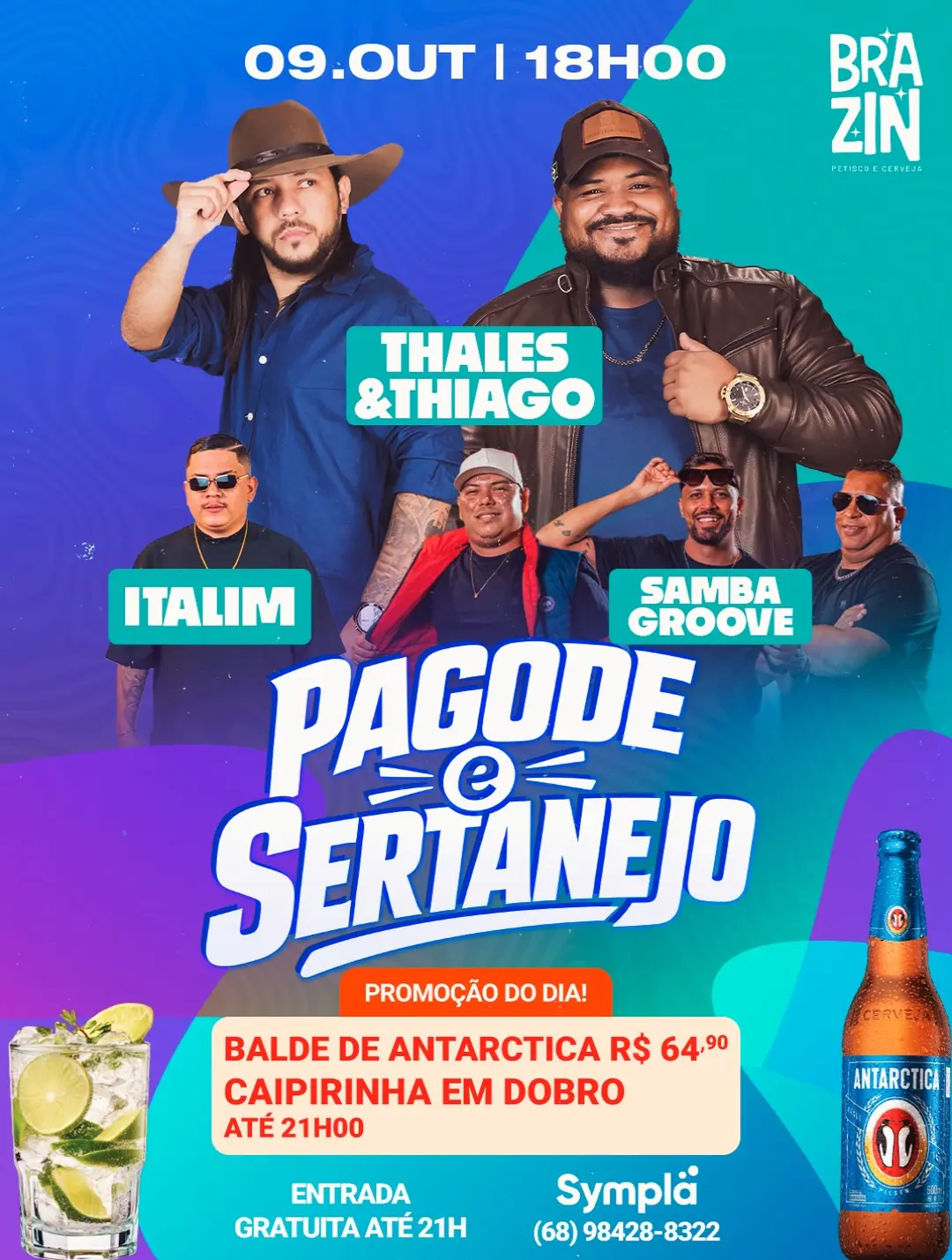Flyer de Samba Groove, Thales & Thiago e Italim